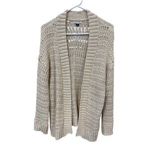 American Eagle Cardigan Sweater Size Small Open Front Long Sleeve Open Weave Tan
